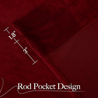 NICETOWN 90 inch Long Red Velvet Textured Thermal Curtains Draperies - Image 9