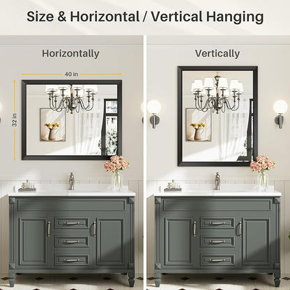 Briivue 40x32 Inch Black Bathroom Mirror - Image 6
