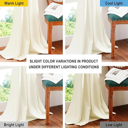 NICETOWN Thermal Insulated Velvet Curtains Ivory White 90 Inch Length, Heavy - Image 5