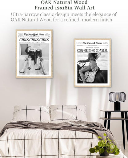 iHery Unframed Trendy Coastal Cowgirl NewsPaper Wall Art Prints, 12x16in Black - Image 6
