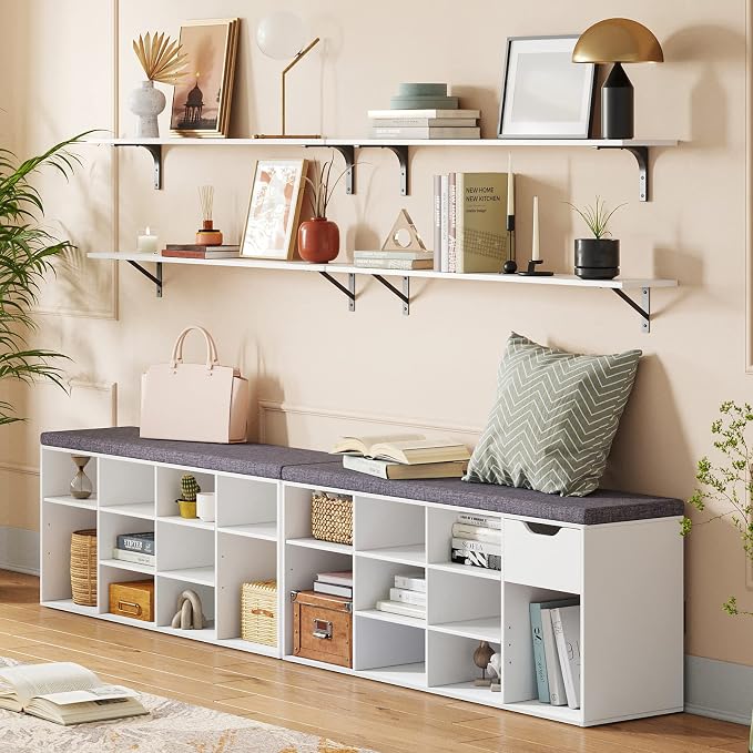 DINZI LVJ Long Wall Shelves, 39.4Inch Wall Mounted Shelves Set of 2, - Image 2