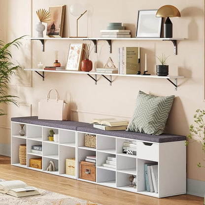 DINZI LVJ Long Wall Shelves, 39.4Inch Wall Mounted Shelves Set of 2, - Image 2