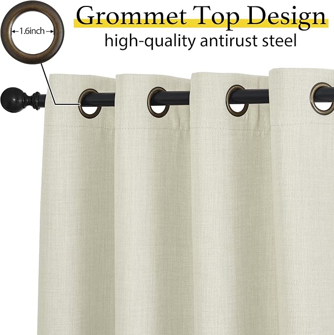 NICETOWN Natural Linen Room Darkening Curtain Valances for, Grommet Faux Linen - Image 3