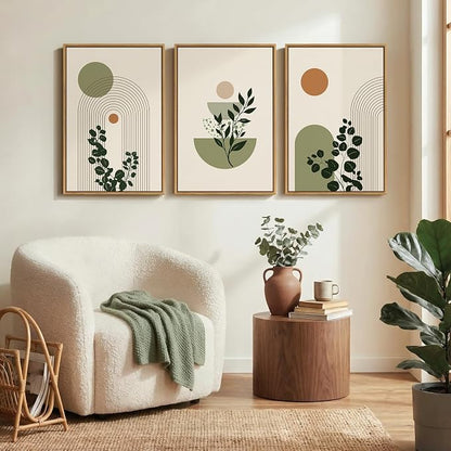 3 Piece Framed Abstract Boho Wall Art - Image 3