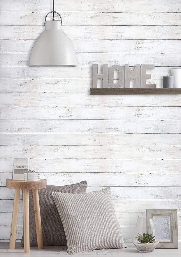 CiCiwind 82Ft×17.7In White Grey Wallpaper Wood Peel and Stick Wall Paper - Image 5