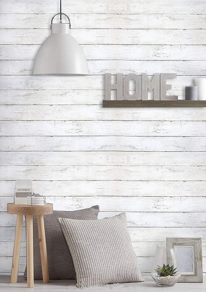 CiCiwind 82Ft×17.7In White Grey Wallpaper Wood Peel and Stick Wall Paper - Image 5