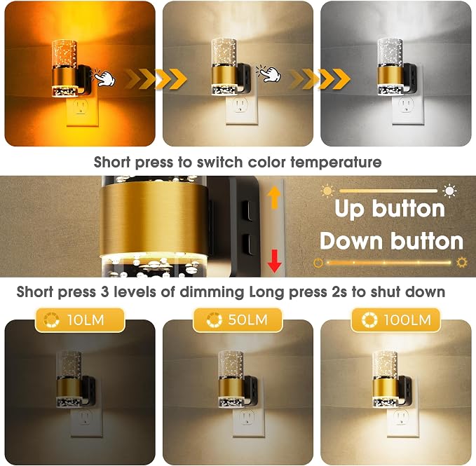 Night Lights Plug into Wall 2 Pack, Dimmable Night Light - Image 2