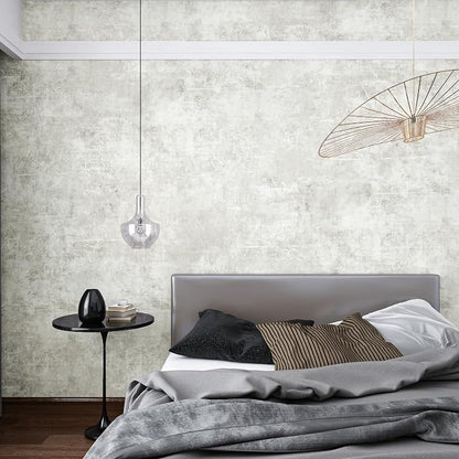 VEELIKE Distressed Light Grey Concrete Wallpaper Peel and Stick Modern Limewash - Image 5