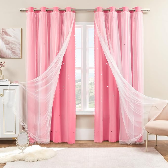 XiDi Curtains for Bedroom Decor Pink52/72/1 by Addsomecolortolife