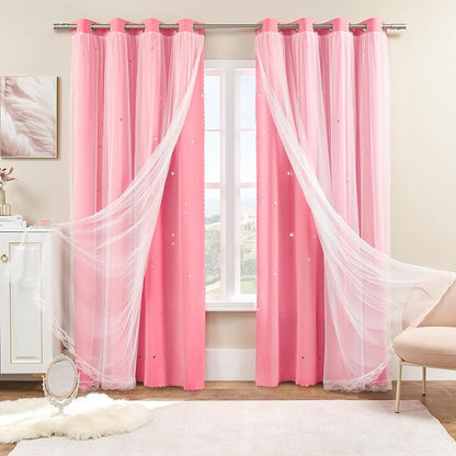 XiDi Pink Curtains for Bedroom Decor, Girls Room Blackout Curtains, Kids Room - Image 7