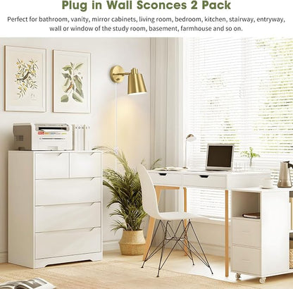 Lomoky Dimmable Wall Sconces Plug in, Adjustable Angle Wall Lamps - Image 6