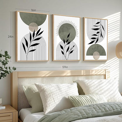 Framed Boho Sage Green Wall Art - Image 5