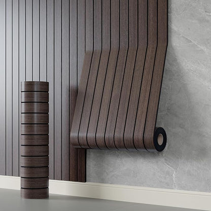 YLL YLL PVC Slat Wall Panel Peel and Stick 236"x 15.7" Faux Smoked Wood Grain by YLLYLL
