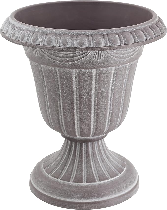 PL20WW Indoor/Outdoor Classic Traditional Plastic Urn Planter, Whitewash, 10" x 12", White Wash