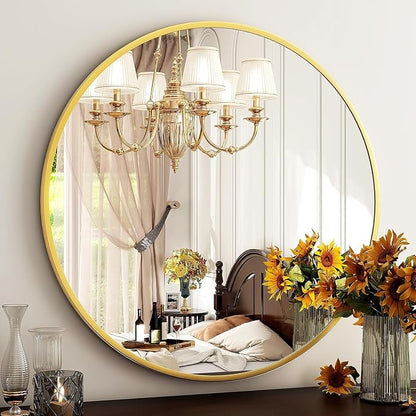 HARRITPURE Round Mirror 36 Gold Wall Mounted Circle Mirrors Vanity Mirror - Image 8