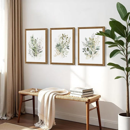 WRFON Framed Sage Green Botanical Wall Art Set of 3, Watercolor Eucalyptus & - Image 5
