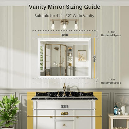 40x30 Inch White Bathroom Mirror - Image 2
