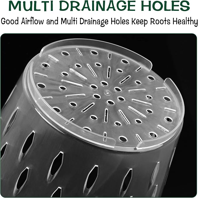 Orchid Pot, 8 Inch 4 Pack Orchid Pots with Holes and Saucers, Clear Plastic Orchid Pots