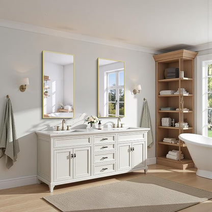 KOCUUY Gold Bathroom Mirror, HD Tempered Glass, Anti-Rust Frame, Modern Design - Image 3
