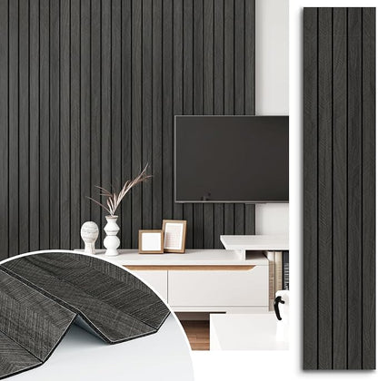 Grey/Black 3D Wood Panels for Wall Decor 197"x11.8" Peel and Stick Faux Wood by STICKEEP