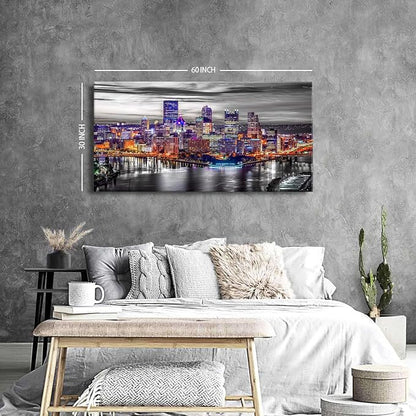 Extra Large Pittsburgh Wall Art Black and White Cityscape Wall Decor Modern - Image 6