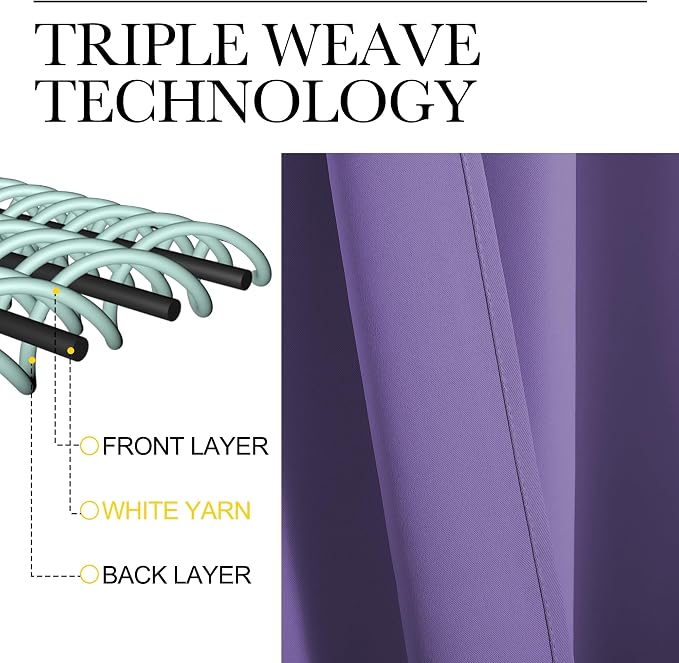 NICETOWN Blackout Curtains Window Draperies, Lilac Purple, 70 by 95 inches Long - Image 3