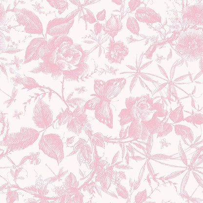 JiffDiff Floral Vintage Wallpaper Peel and Stick，Pink Rose Wallpaper Removable by wallpaper