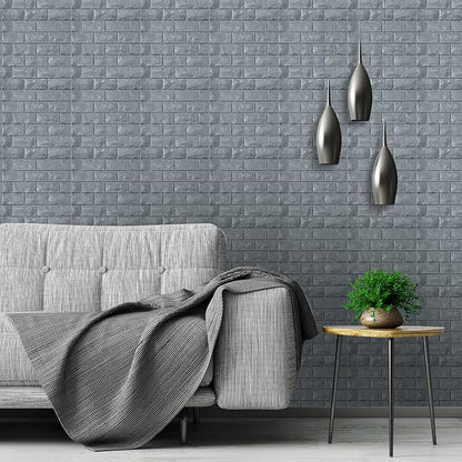 3D Wall Panels Peel and Stick 11PCS Gray Foam Brick Wallpaper - Image 3