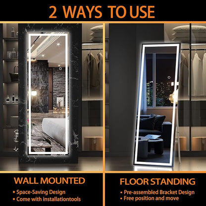 Hasipu Full Length Mirror with Lights, Full Body Dressing Standing, Hanging - Image 9