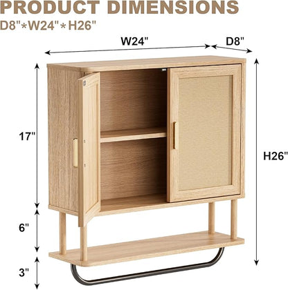 INNOD Rattan Bathroom Wall Cabinet - Image 2