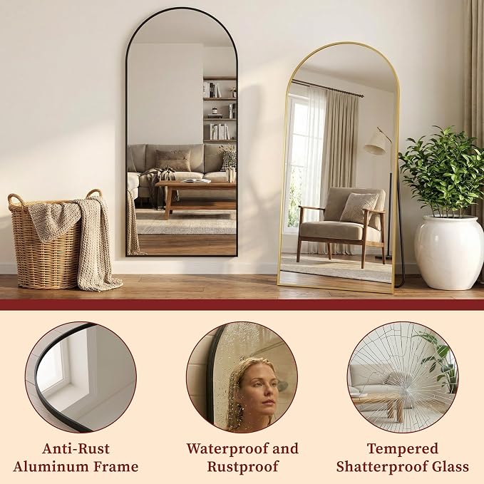 Suidia 76"x44" Arched Full Length Mirror - Image 6