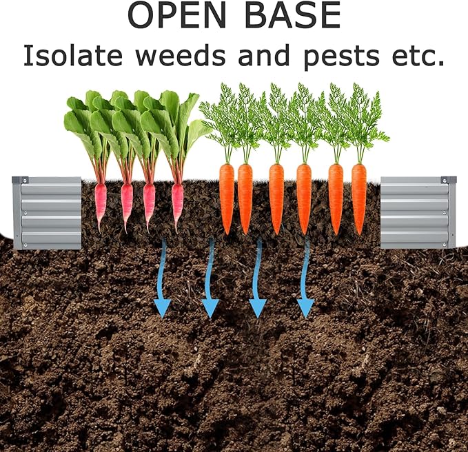 12x4x1ft(2 Pack) Galvanized Raised Garden Bed,Outdoor Planter Box Metal Patio Kit Planting Bed for Vegetables Flowers Herb,Silver