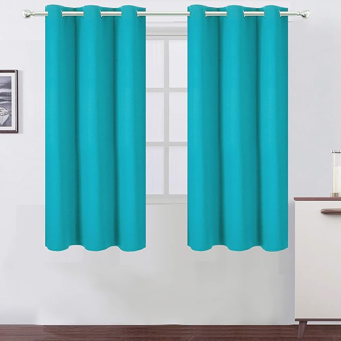 LEMOMO Turquoise/Teal Blackout Curtains/38 x 54 Inch/Set of Two Panels Grommet by Lemomo