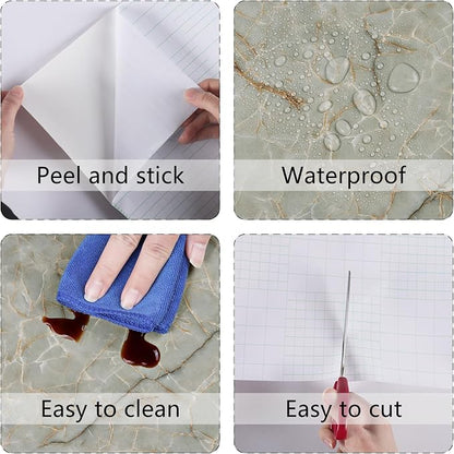 Cyan Glossy Marble Contact Paper Peel and Stick Countertops Self Adhesive - Image 9