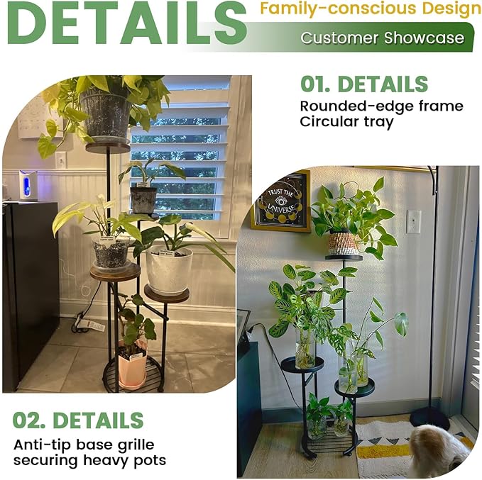 TOSKING 5 Tier Metal Plant Stand Indoor， Plant Shelf, Corner Shelf Flower Pot Stand for Outdoor Plant Stand for Living Room Balcony Garden Patio Bedroom (Blue, 38in)