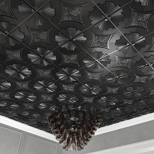 Art3d Drop Ceiling Tiles 24x24 in Black, 3D Wainscoting Panels Glue Up 2x2 - Image 3