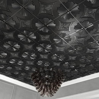 Art3d Drop Ceiling Tiles 24x24 in Black, 3D Wainscoting Panels Glue Up 2x2 - Image 3