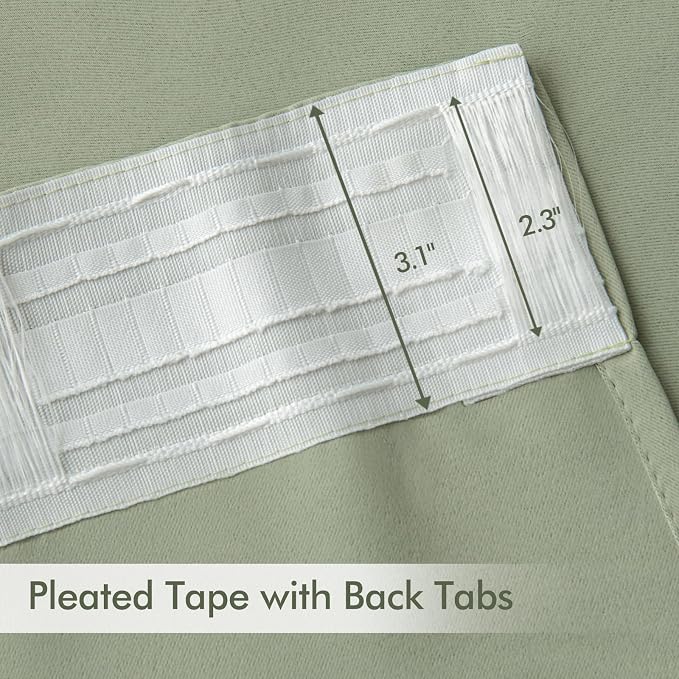 MIULEE Back Tab Sage Green Curtains 102 Inch Long 2 Panels Set - Image 4