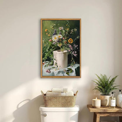 AtterrirArt Framed Funny Bathroom Wall Art, 16 * 24 Inches, Toilet Paper Floral - Image 2