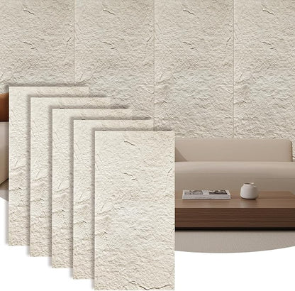 5-Pack 3D Faux Stone Wall Panels, PU Cement-Texture Wainscoting Panels by Unknown