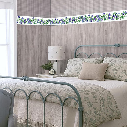 Purple Blue Floral Wallpaper Border 196x4 Inch Peel and Stick Wall Border Self - Image 7