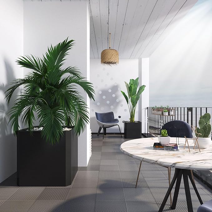 Steel Planter Box-20"x20"x20"-Large Square Planter Box-Outdoor Indoor-Cube Steel Planter Heavy Duty Black Metal Planter Flower Pot Commercial Residential for Home Garden Porch Hotel Patio