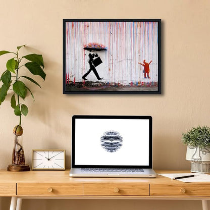 Wieco Art Framed Banksy Raining Day or Colorful Graffiti Street Famous Canvas - Image 3