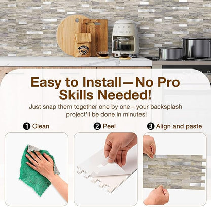 Peel and Stick Backsplash Tile Waterproof Removable PVC Wall Sticker 3D Faux - Image 5