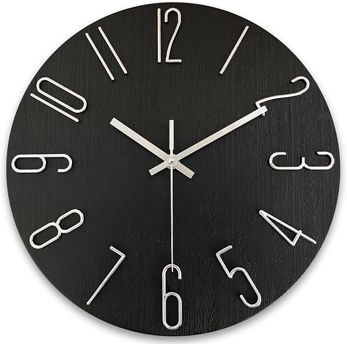AIRUIFU Wall Clock 12 Inch Silent Non-Ticking Modern Clocks Battery Operated by AIRUIFU