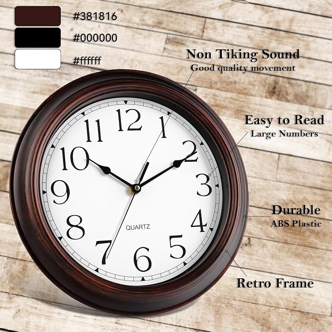 KECYET Wall Clock 10 Inch Battery Operated Silent Non-Ticking Wall Clock - Image 5