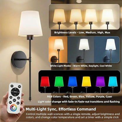 IRONPAX Wall Sconces Battery Operated Set of 2, Wireless Rechargeable Wall - Image 3