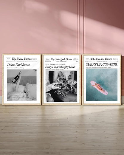 iHery Unframed Coastal Trendy Cowgirl Wall Art Decor, 12x16in Canvas Newspaper - Image 7