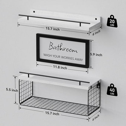 WOPITUES Floating Shelves for Wall Decor Sign, Bathroom Organizer and Storage - Image 3