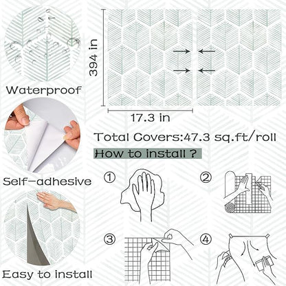 Modern Peel and Stick Wallpaper 17.3''×393'' Geometric Wallpaper Boho Contact - Image 3